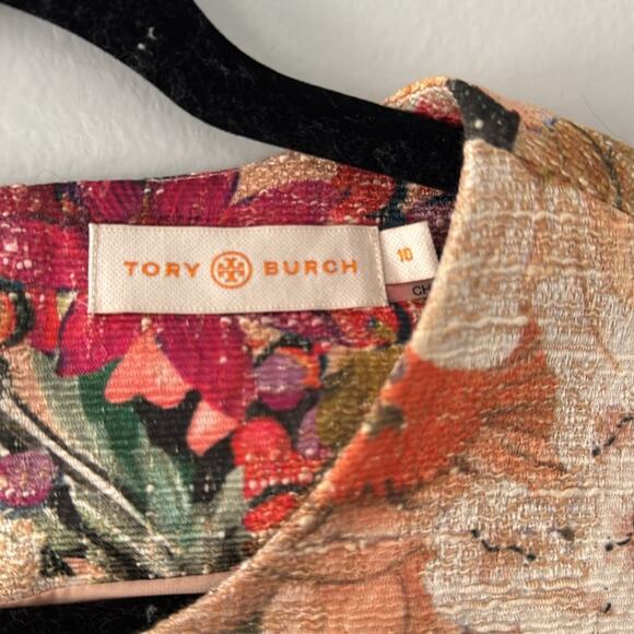 Tory Burch Kaley Tweed Floral Dress Size 10 Lux Easter Spring - Picture 2 of 10